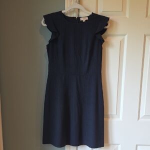 LOFT Blue Ruffled Sheath Mini Dress